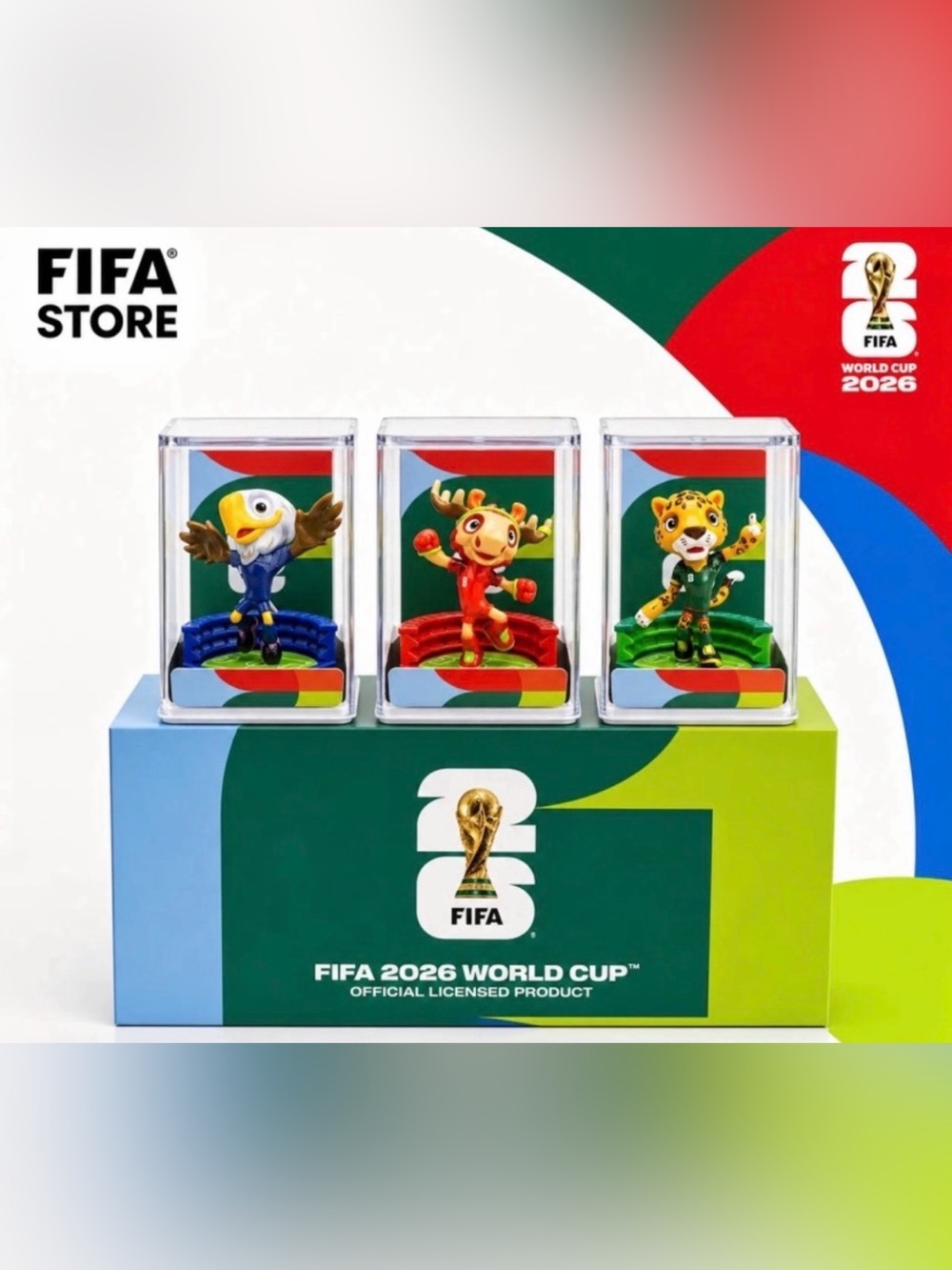 FIFA 2026 Mascot Collectible Figurine Set - Red, Blue, Green. Sealed New